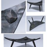 Brutalist metal pocket with patinated tripod