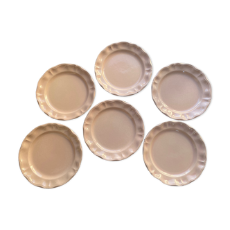 6 assiettes rose poudré porcelaine made in France