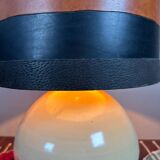 Original vintage ceramic and leather lamp