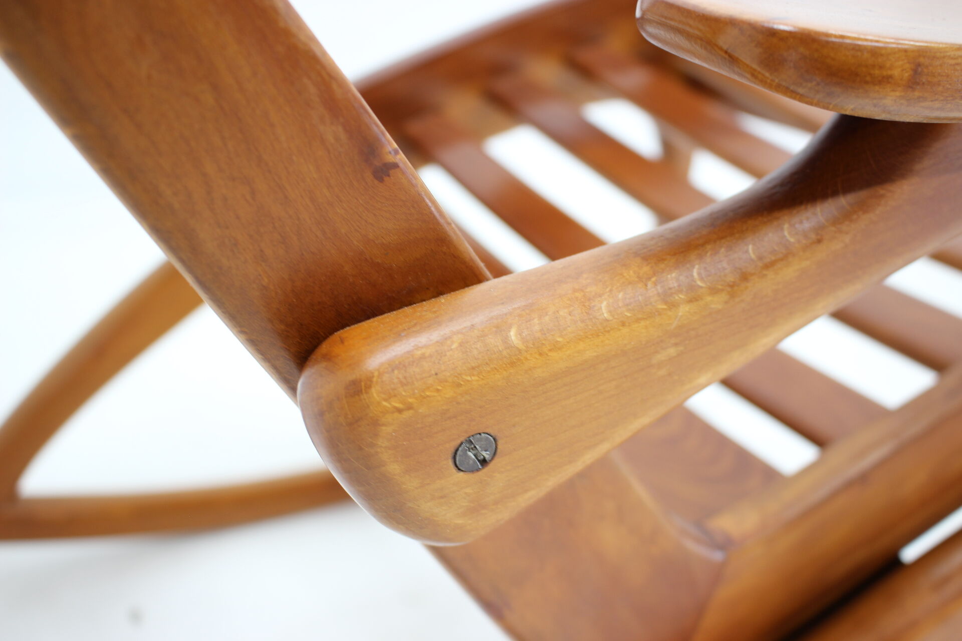 1960s pair of beech rocking chairs by uluv, czechoslovakia