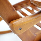 1960s pair of beech rocking chairs by uluv, czechoslovakia