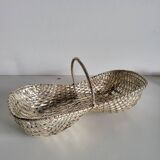 Woven silver-plated metal basket