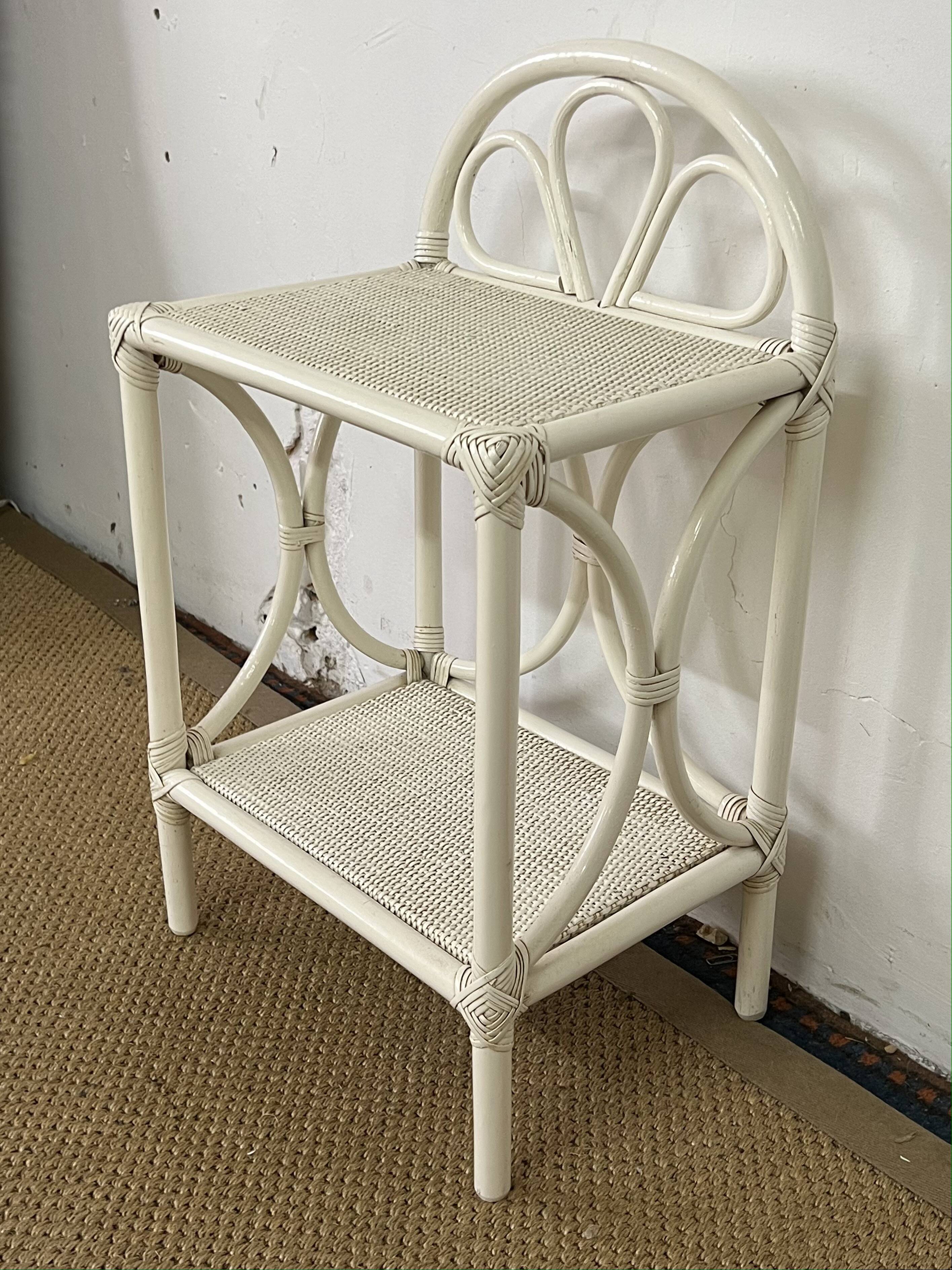 Vintage rattan side table / bedside table