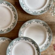 Set of 6 vintage plates in iron earth, Longwy model Au Chatelet LOT 2