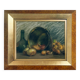 Pastel painting "Still life with onions and bottles" attr. Léonce Pellet