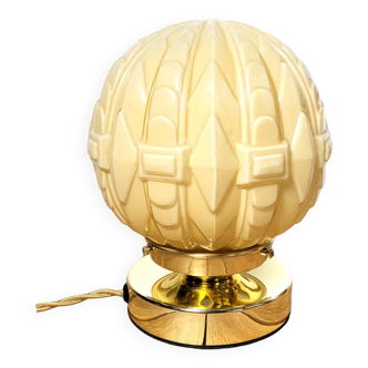 Vintage Art Deco globe lamp & golden brass