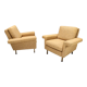 Paire de fauteuils vintage en tissu jaune miel de haute qualité, Italie