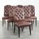 Set of 6 cognac-coloured cow leather Chesterfield dining chairs