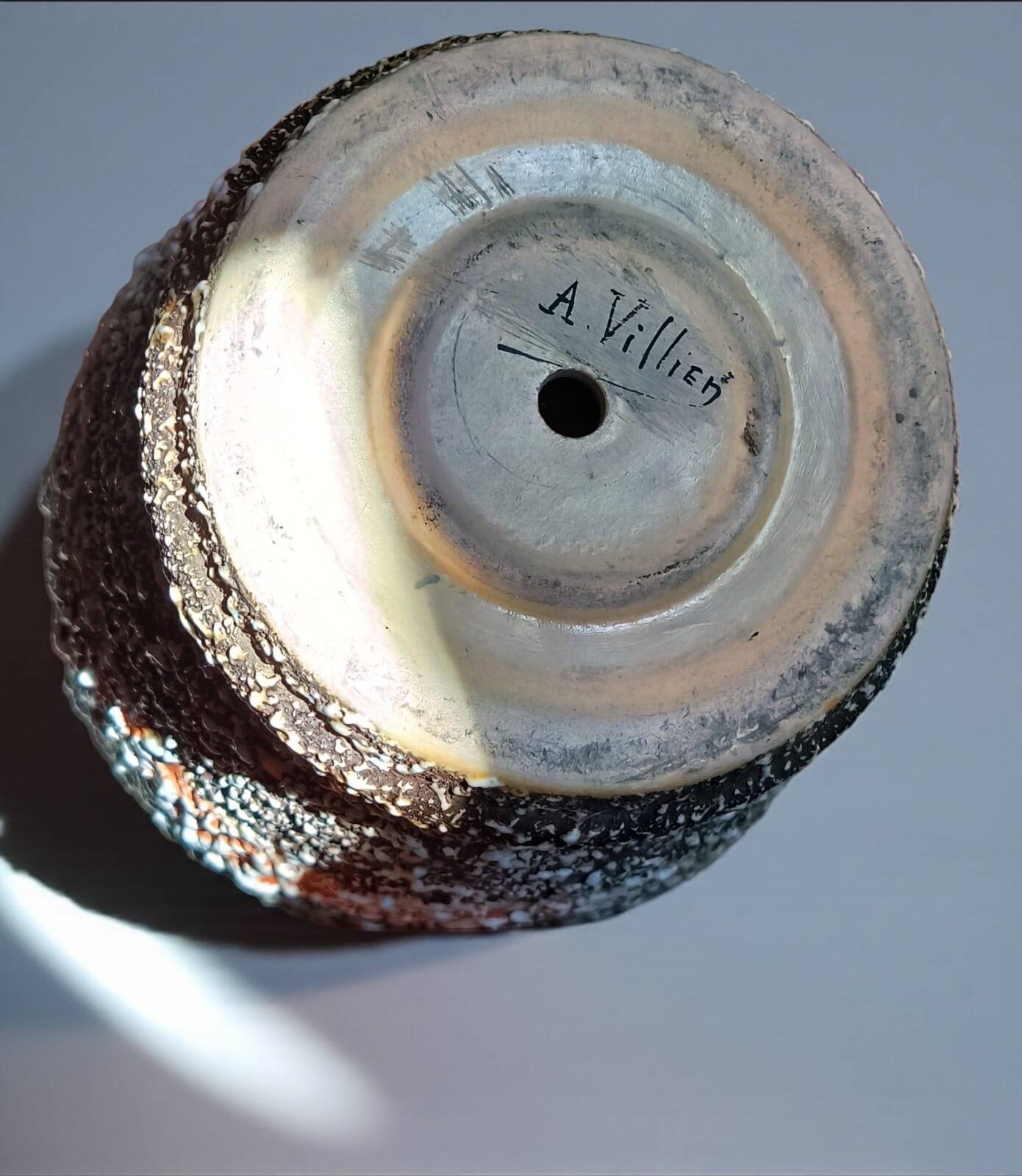 Lamp base Art Deco in Ceramic and Bronze by André Villien, 1930s
