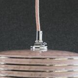 Old pendant light in pink clichy glass with silver threads, delivered with chrome socket