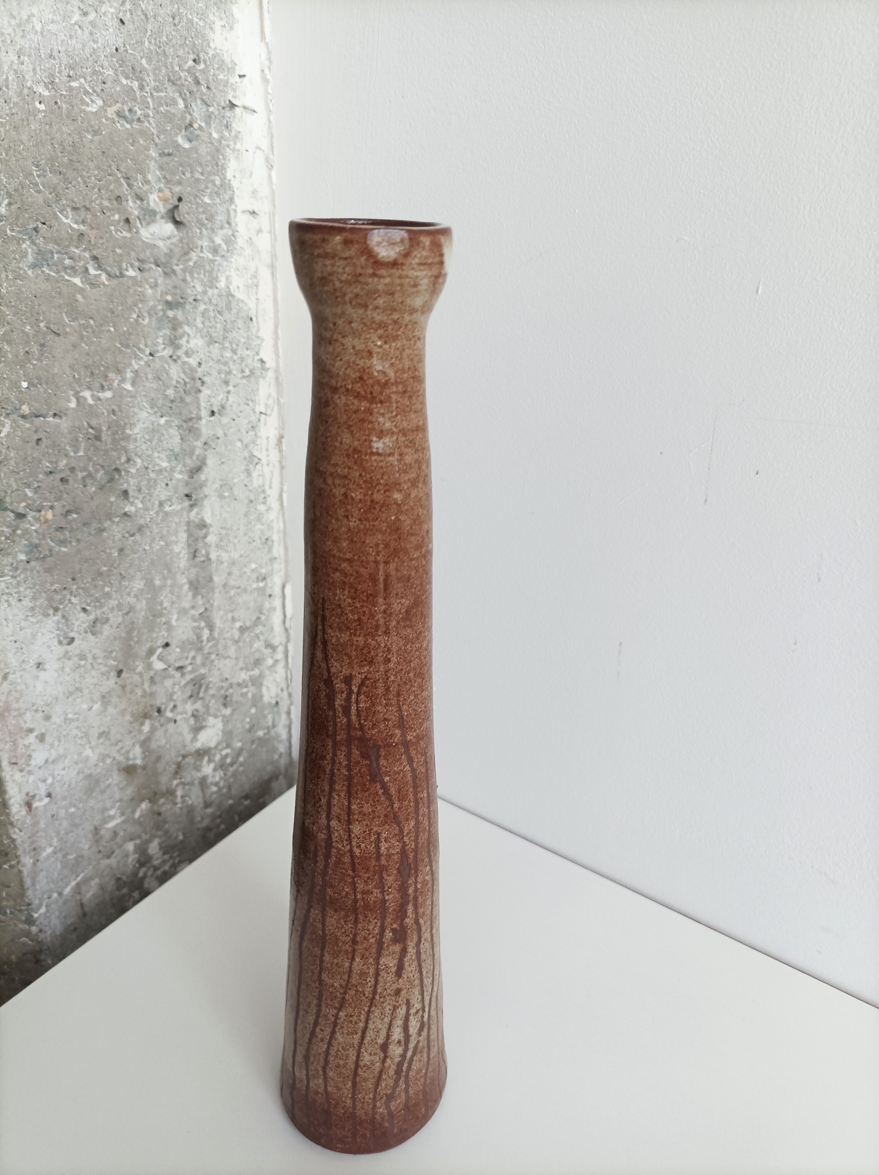 Vase soliflore grès vernissé signé *Vintage