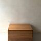 Low bedside table, accent table in elm wood, Maison Regain, France 1970.