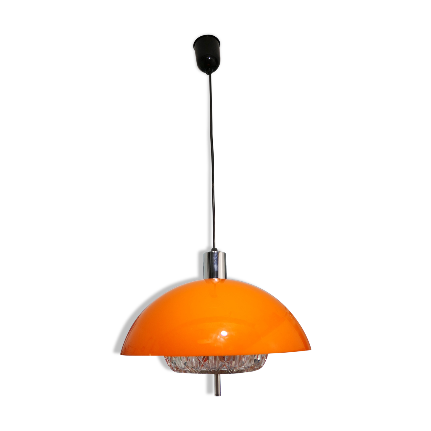 Suspension orange plexi and glass of the 70s