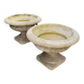 Pair of medicis vases in old reconstituted stone 1950s