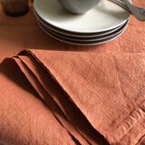Nappe de vendange ancienne en pur chanvre teintée terracotta
