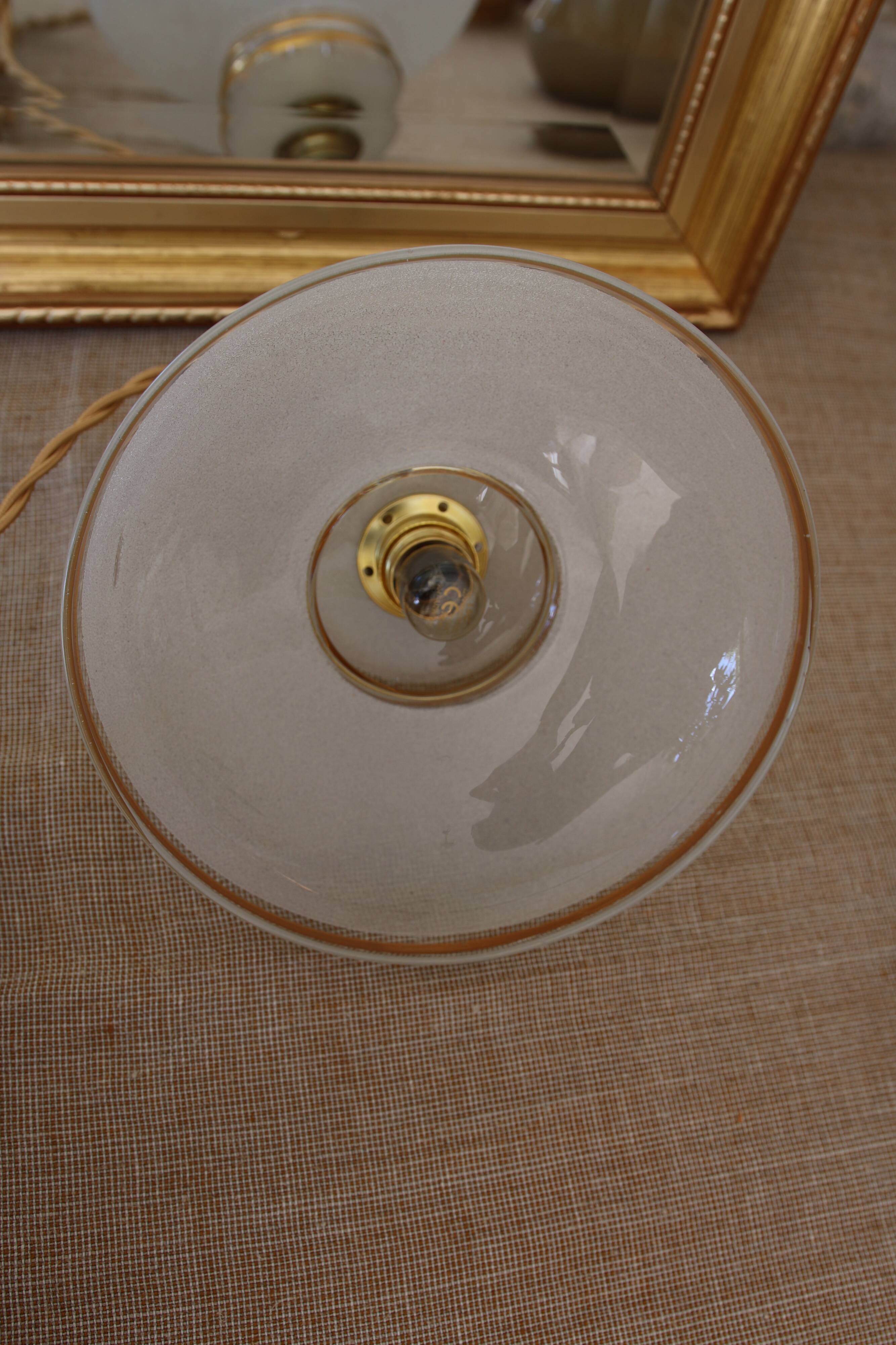 Sandblasted glass portable lamp