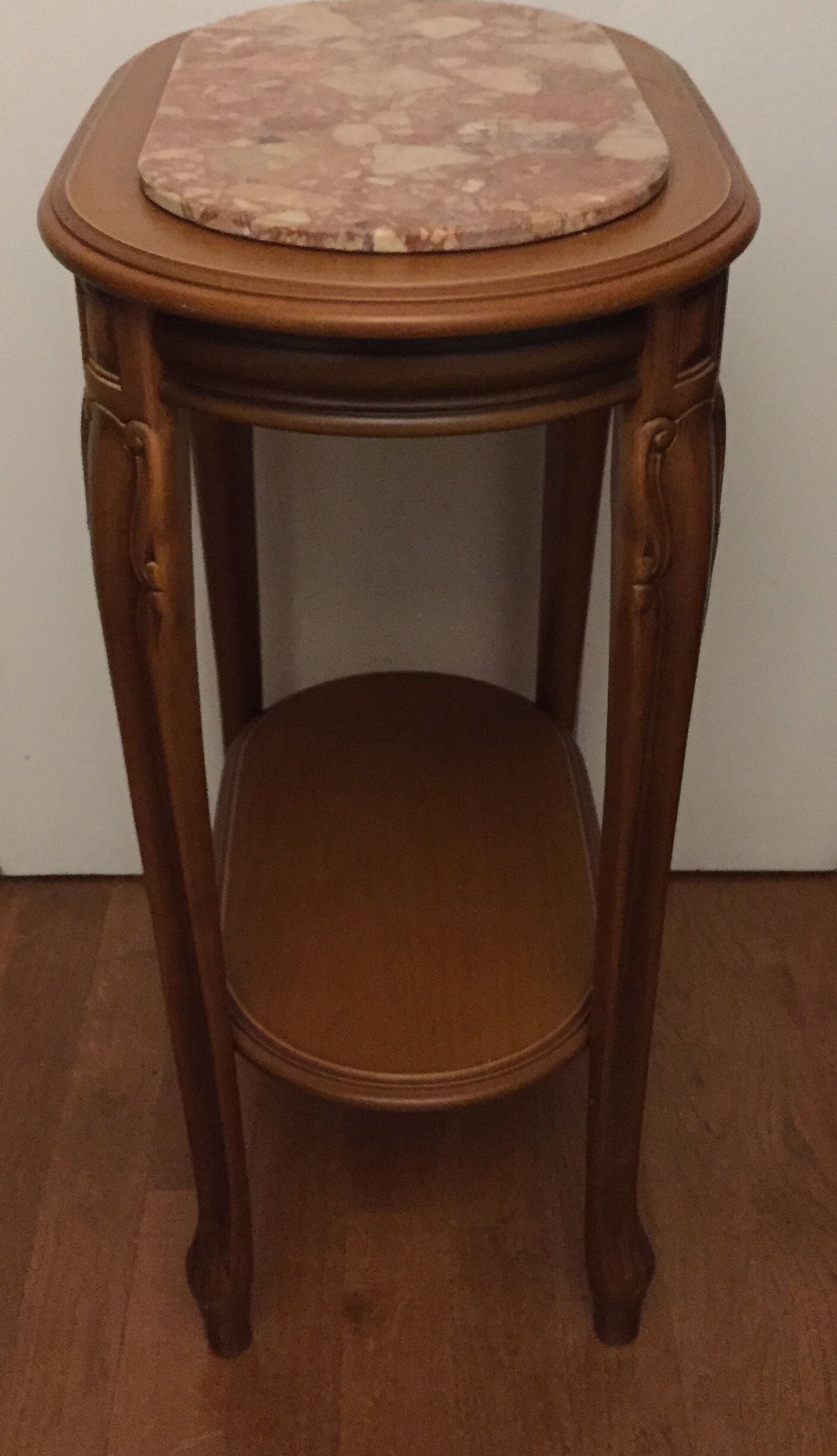 Wooden selet on marble