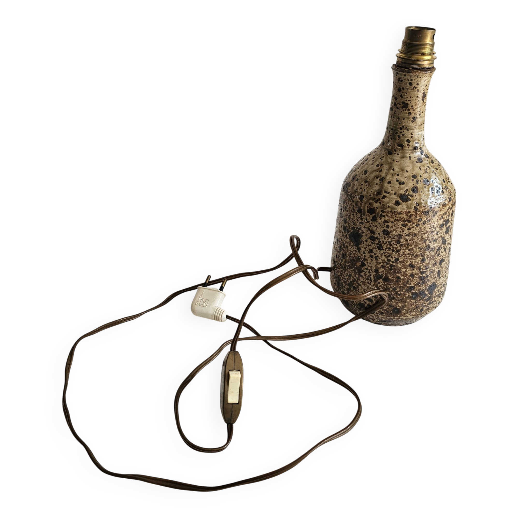 Ceramic lamp base in pyrite stone signed Alain Prudhomme