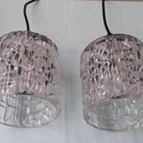 Pair of holophane glass pendants