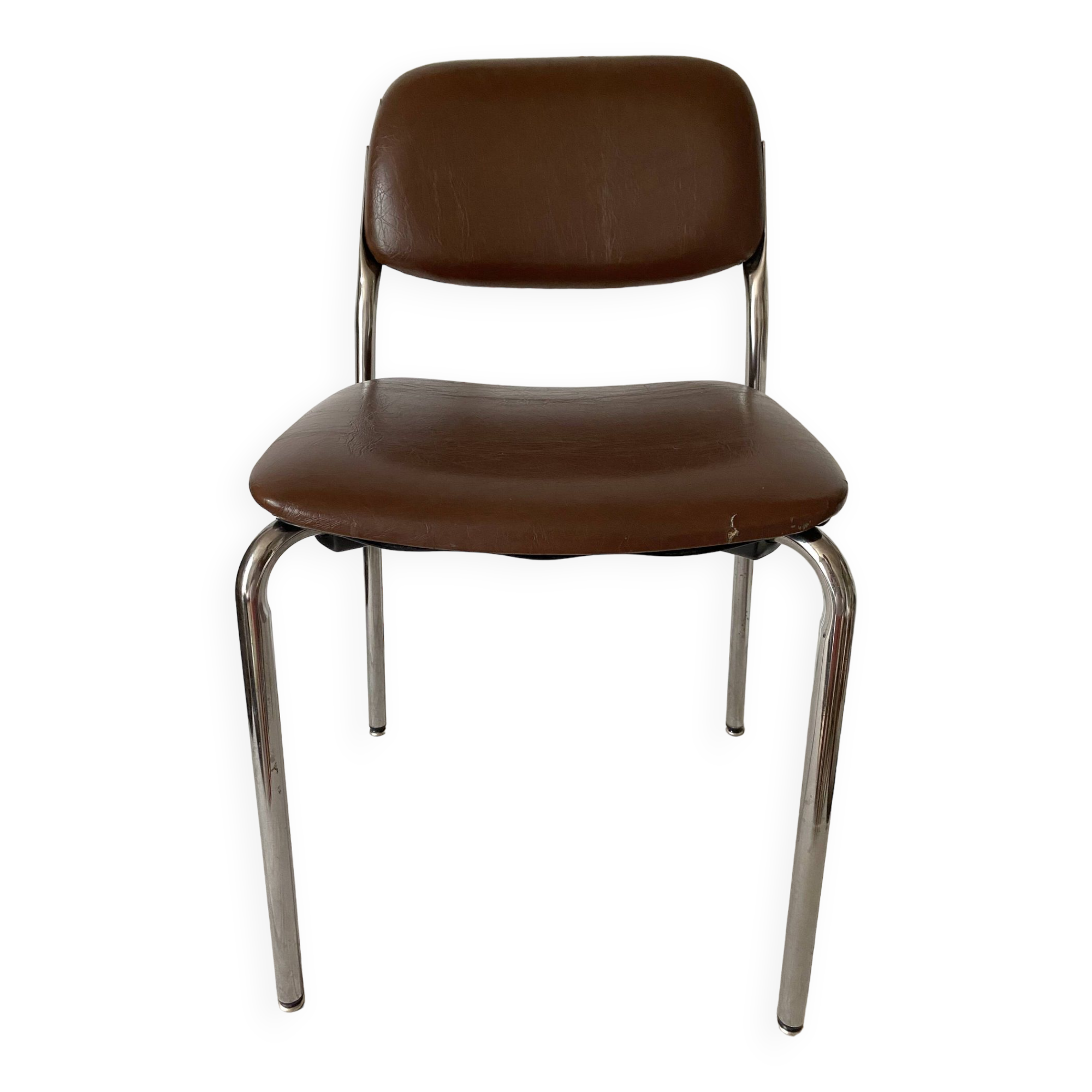 Chaise vintage en chrome et skaï