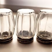 3 crystal and metal salt shakers