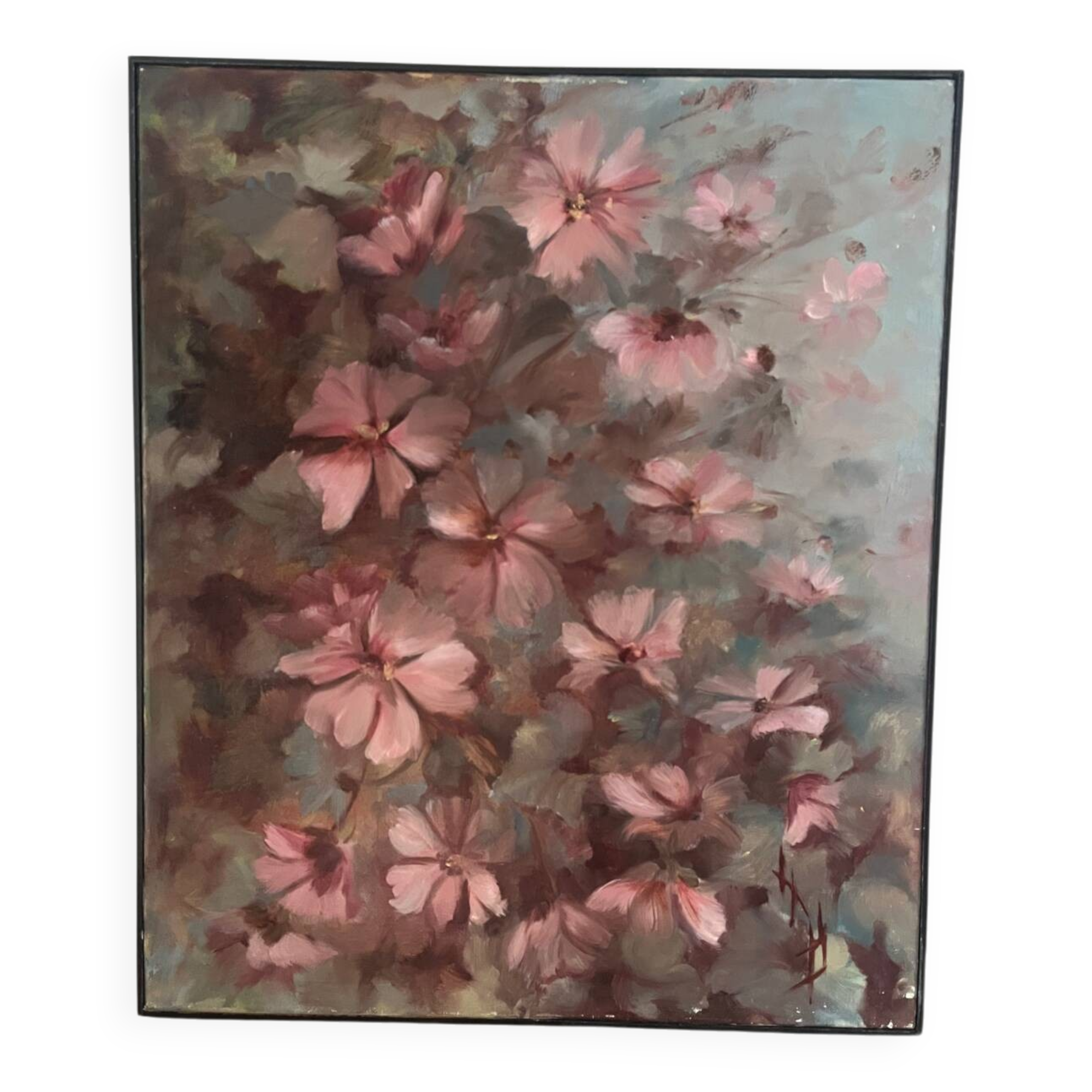 Flowers, oil on canvas signed by Nicole de Fourmantel, 1997