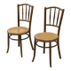 Pair of curved wooden bistro chairs stamped Fischel 1930s