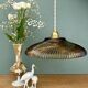 Vintage amber molded glass lampshade pendant light - tableware collection -