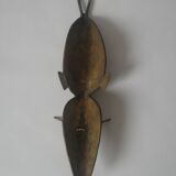 Brass mask tribal ethnic wall decoration object vintage African art handmade sculpture