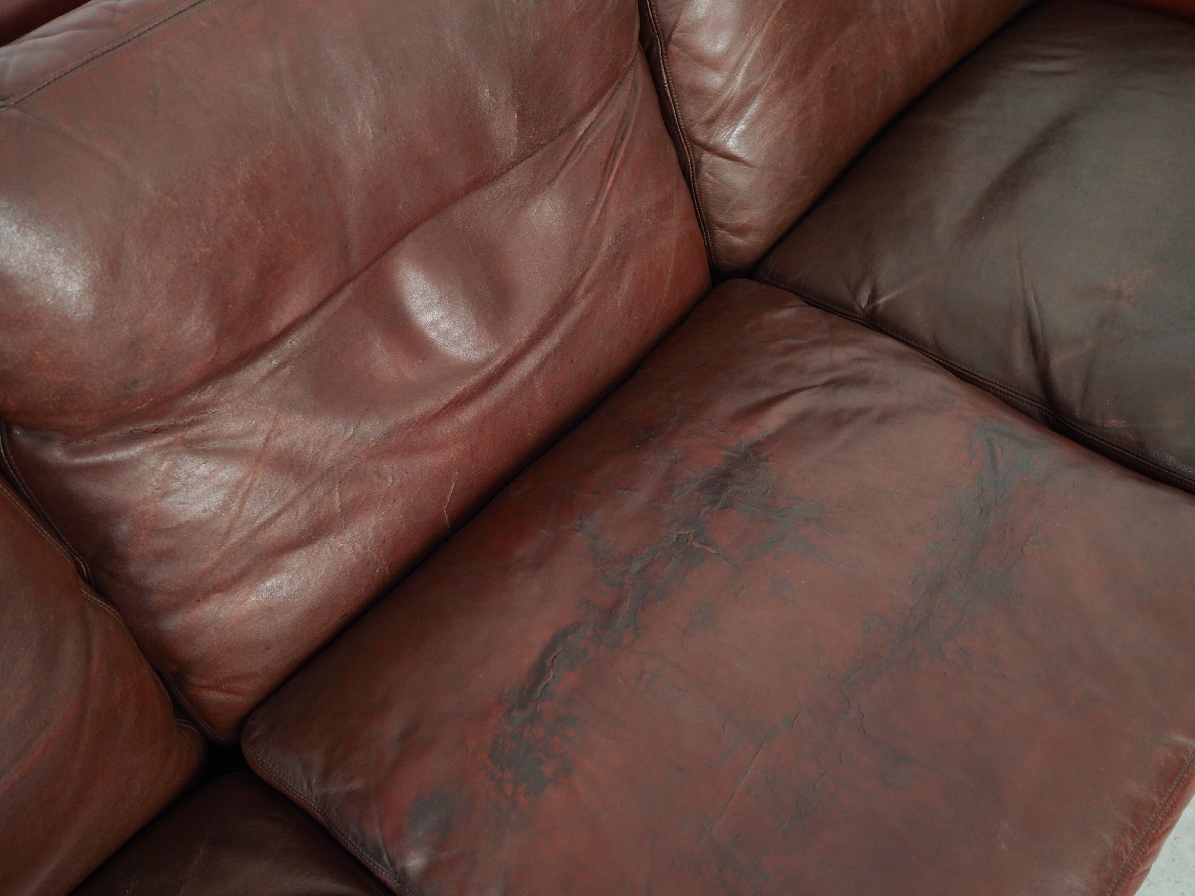 Brown leather sofa, Danish design, 1960s