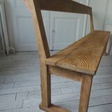 Church bench, end of bed in pitch pine with light oak waxed finish.