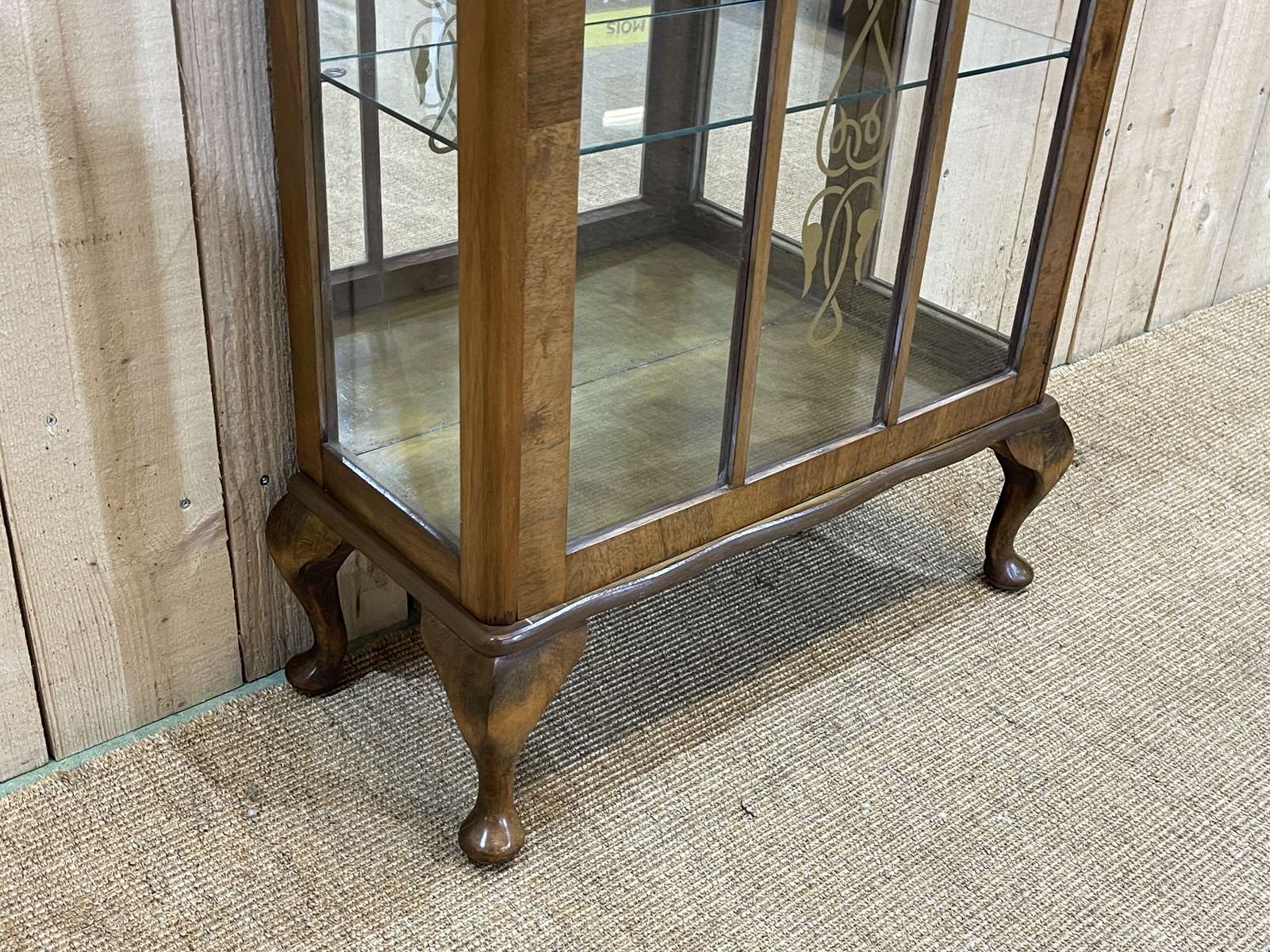 English walnut showcase from the 1950s