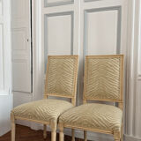 Paire de chaises de style Louis XVI — Ballard Designs — Tissu zèbre sa