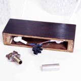 Hanging lamp in wood, glass and chrome metal 1970