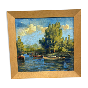 Huile sur carton signée