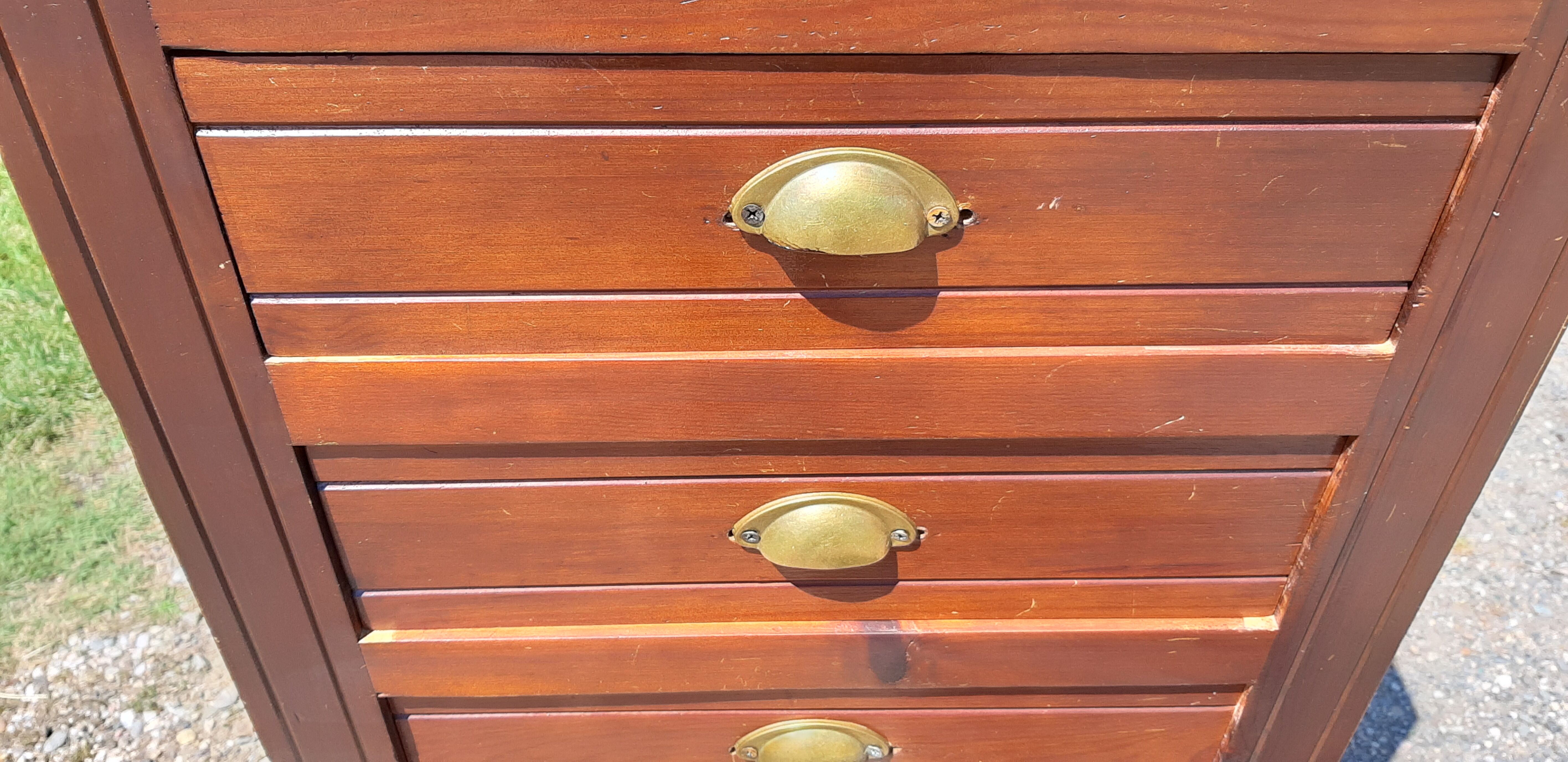 Industrial furniture Wood and Brass, 5 drawers