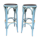 2 stools of bar wood curved imitation leather