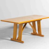 Geometrical dining table in oak, Italy 1980s
