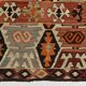 Light Green & Orange Tribal Turkish Kilim Rug, 141x305Cm