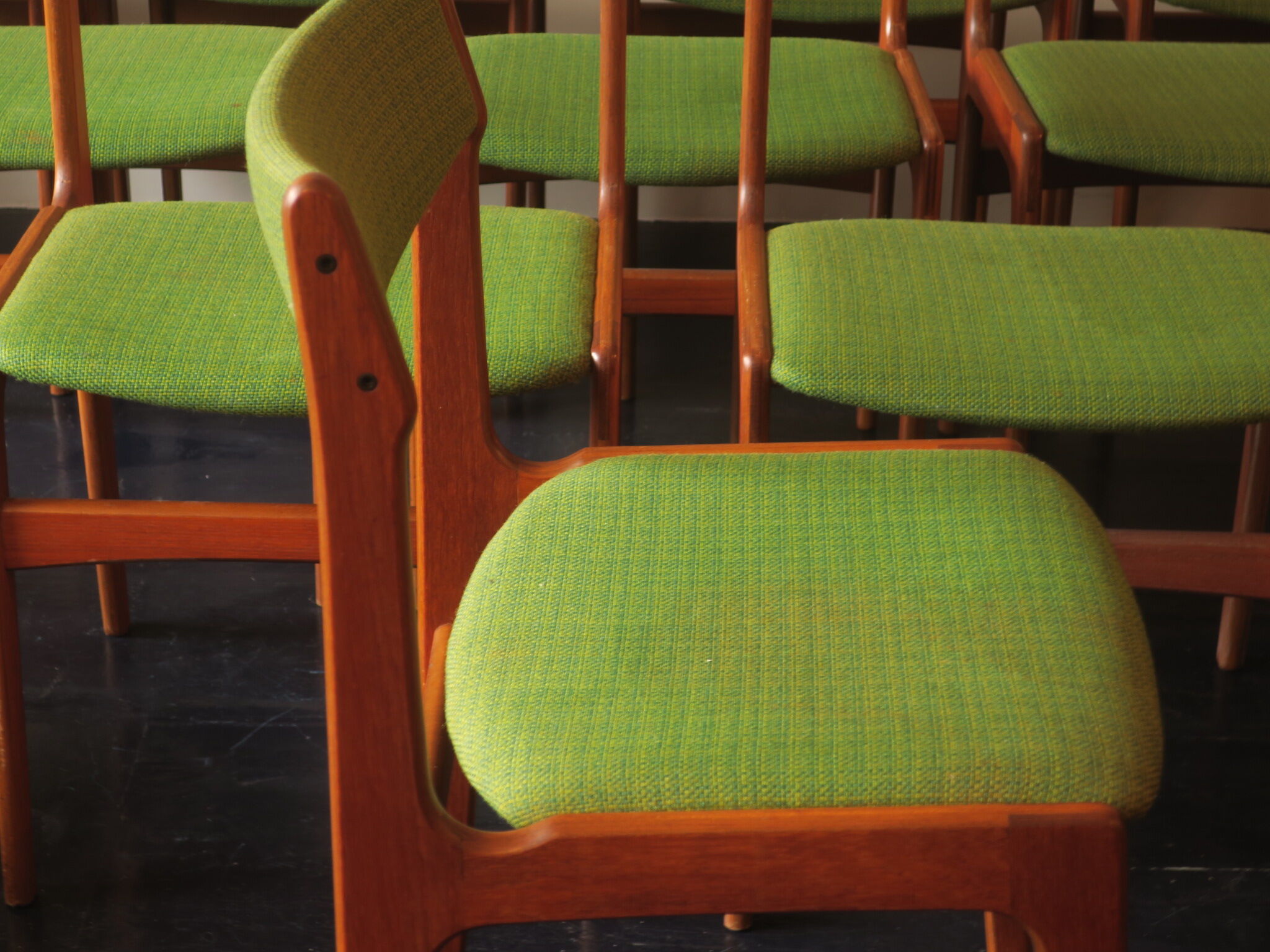 Set of 10 danish teak dining chairs by Erik Buch, 1960