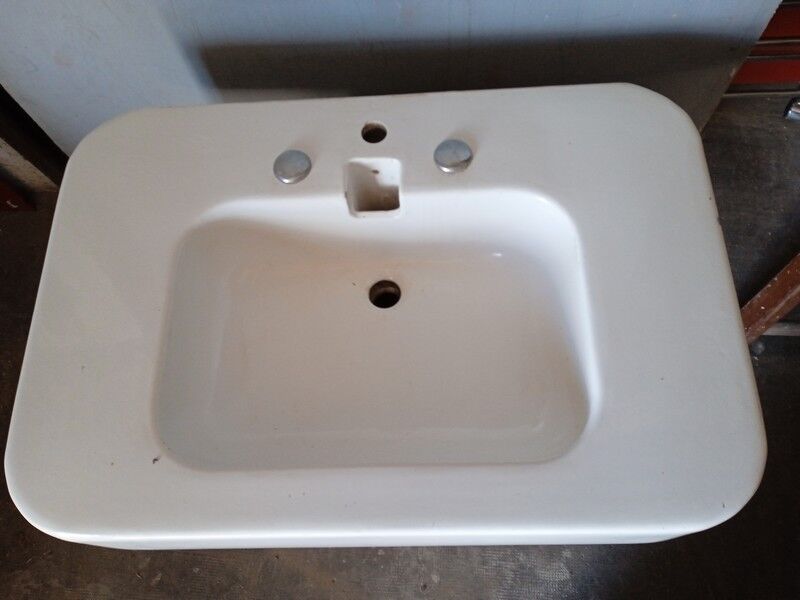 Washbasin design epoch 1970s enamelled ceramic