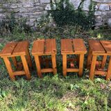 Old rustic vintage brutalist wooden stools