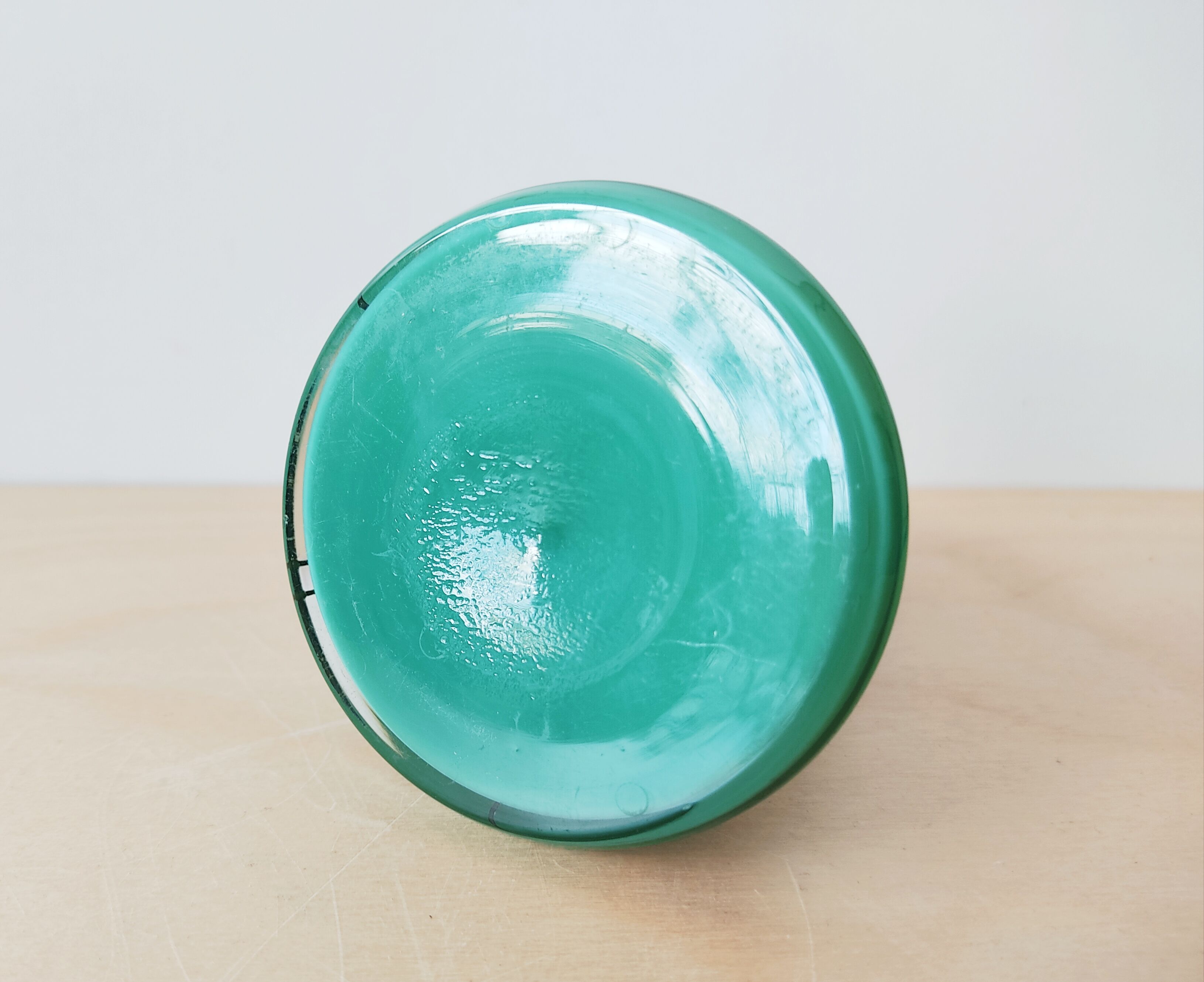 Hand-painted turquoise-lined glass vase
