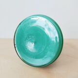 Vase en verre doublé turquoise peint à la main