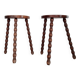 Pair of old wooden tripod stools