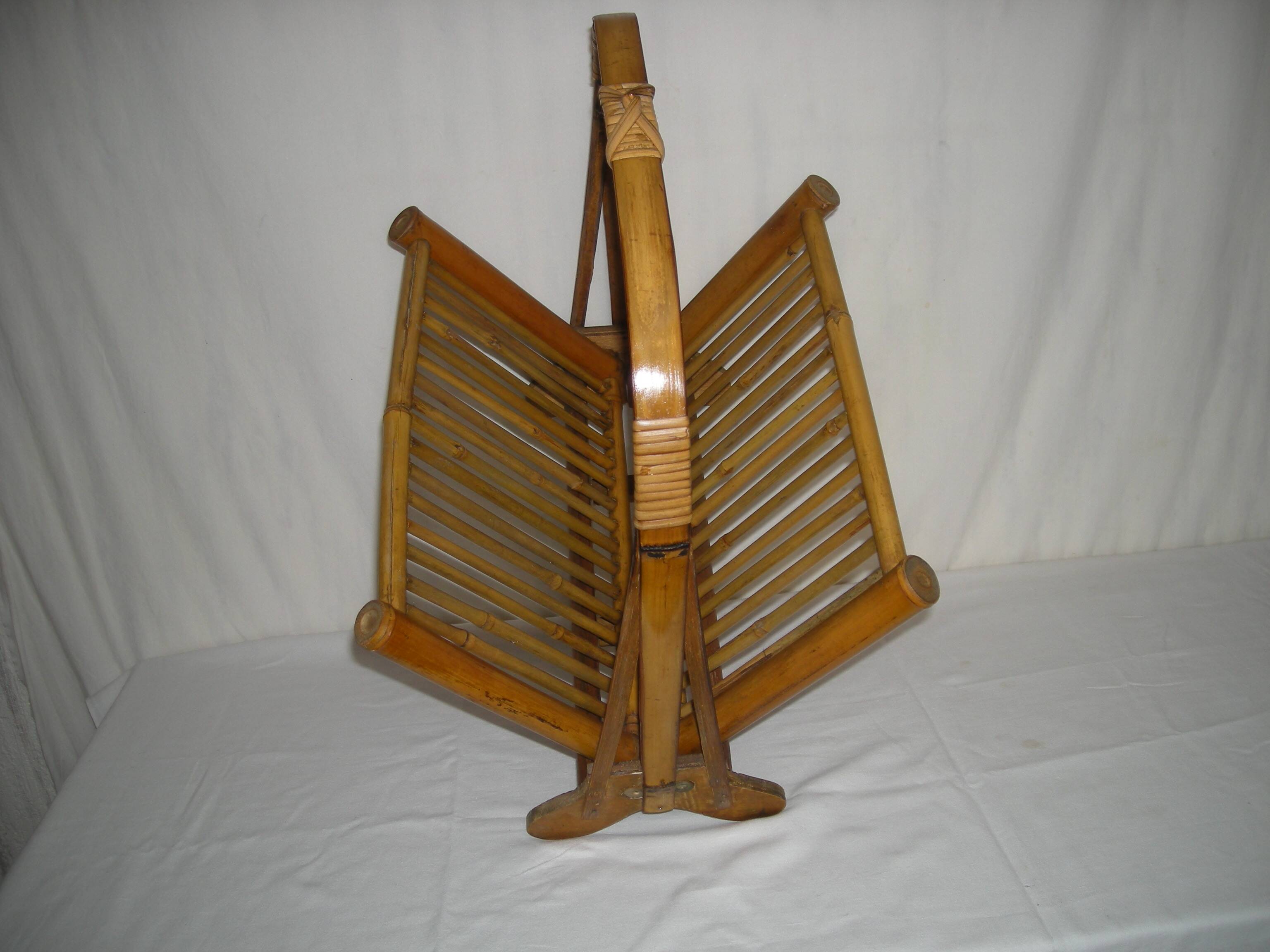Bamboo folding magazine rack from the 40s - 50s