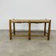 Vintage straw and wood bench, 1960s, country/mountain style