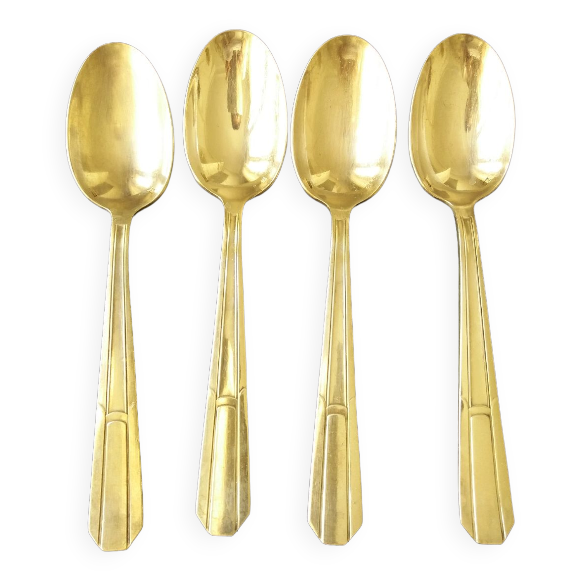 4 table spoons in silver metal from the brand frionnet françois art deco style