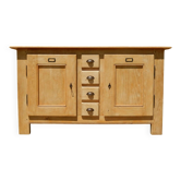 Old low sideboard / side unit / industrial furniture in solid ash