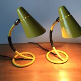 Pair of yellow bedside lamps from the 1950s.